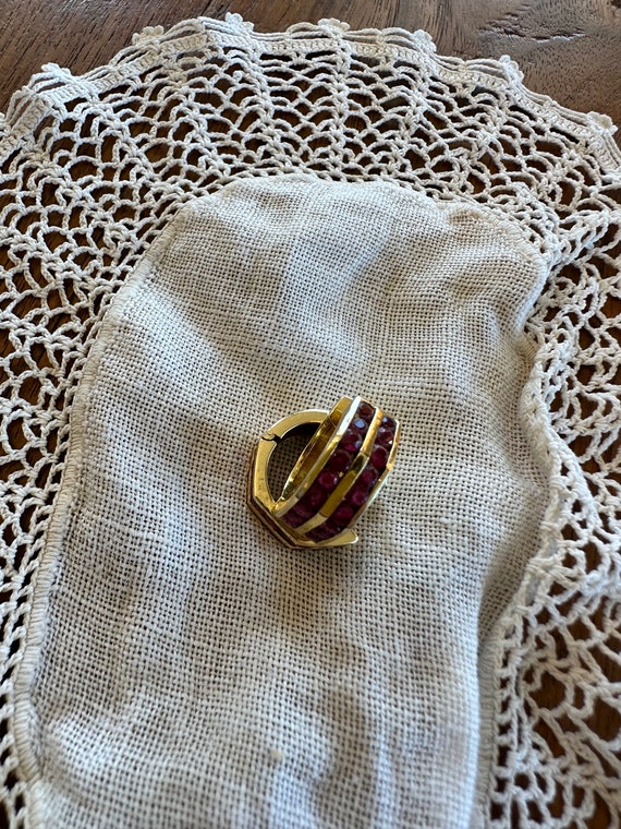 Vintage Ruby and Gold Earrings, Heavy 10 Karat Gol
