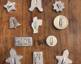 Vintage Cookie Cutters, Aluminum, Cookies, Baking, Christmas Cookie, 1950s