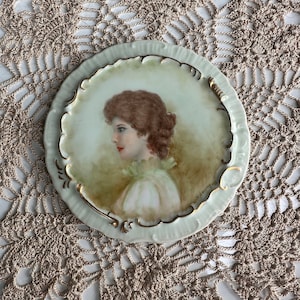 Vintage Hand Painted Decorative Wall Plate, China Painting, Woman’s Face, 1973