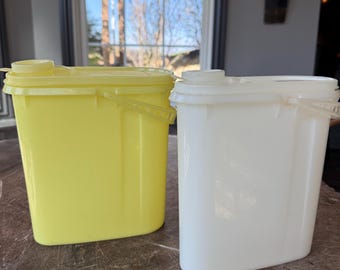 Vintage Tupperware Beverage Buddy Pitchers, Clear Container, Yellow Container, Handle, Sold as Set or Individually, Oval, 1970s