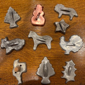 Vintage Cookie Cutters, Aluminum, Cookies, Wood Handle, Baking, Christmas Cookies, 1950s