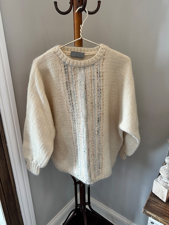 Vintage Marian O’Rourke Sweater, Ivory, Pastel, Wo