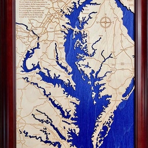 File DIGITALE tagliato al laser per la mappa della baia di Chesapeake, fatto a mano, download immediato .cdr, .eps, .ai