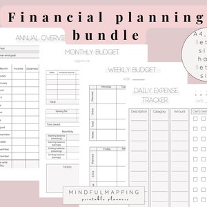 PDF para impressão do planejador financeiro, rastreador financeiro, planejador de orçamento, rastreador de contas e despesas, download instantâneo, tamanho A4/A5/Carta/meia letra