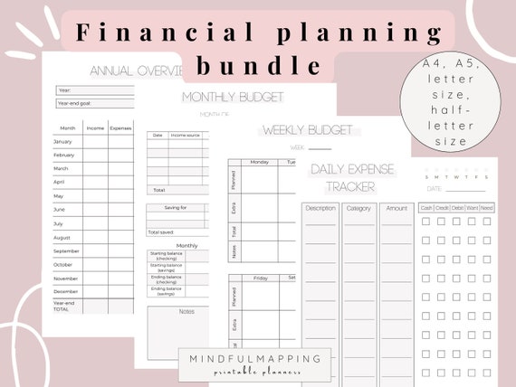 Financial Planner Printable PDF Finance Tracker Budget