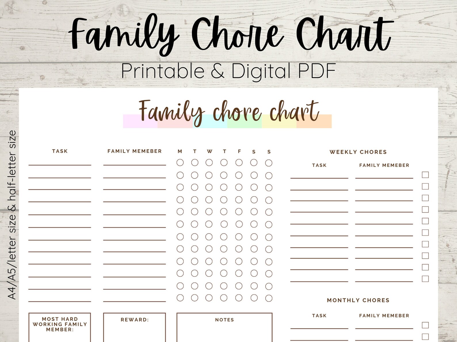 Family Chore Chart, Printable Chore Checklist, Family Checklist, Kids ...