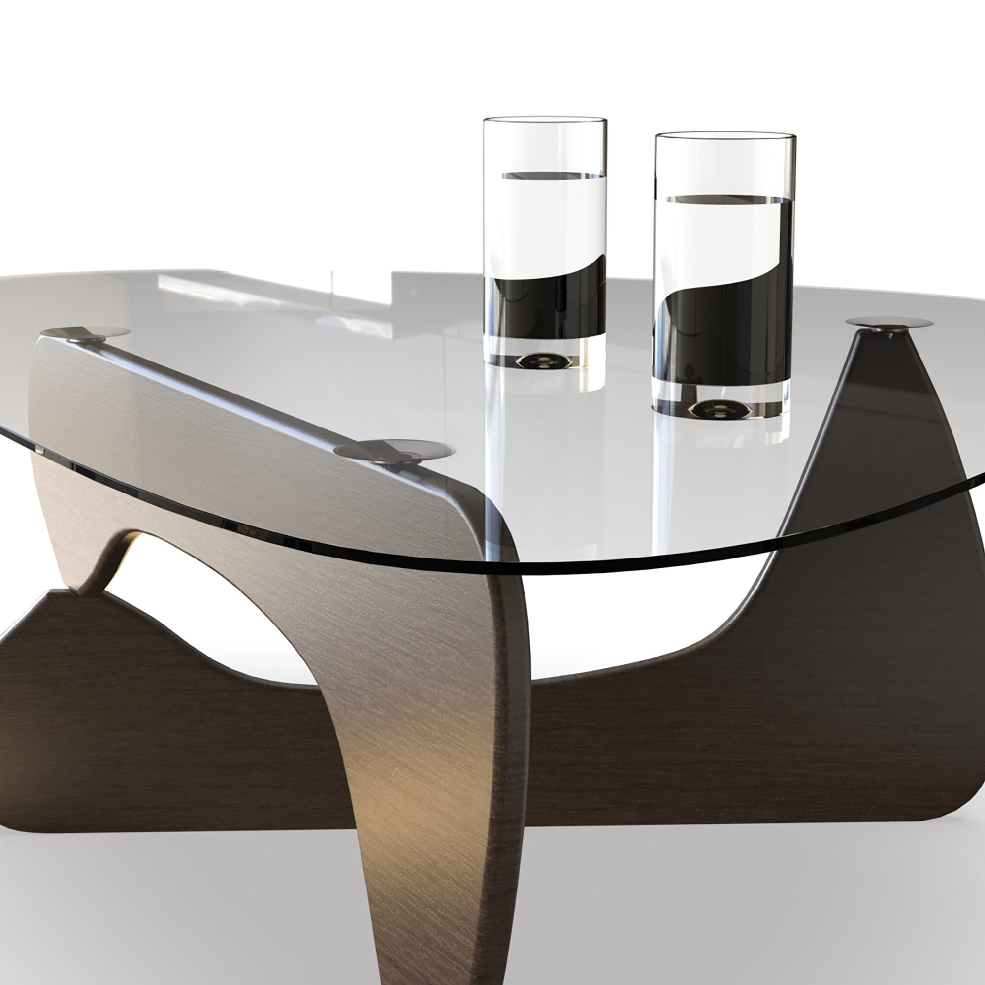 Modern Glass Coffee Table Noguchi Style Contemporary Etsy UK
