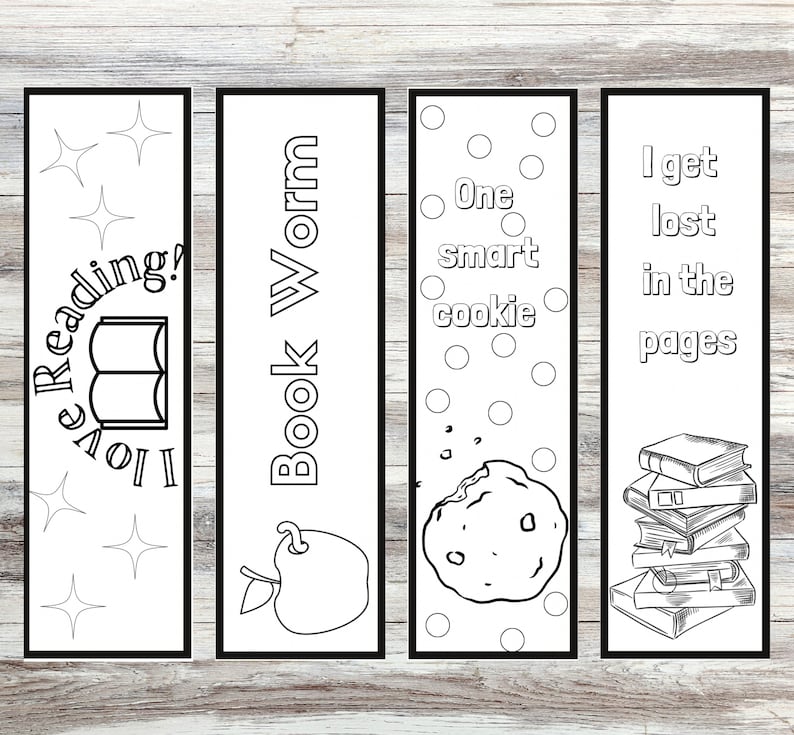 Printable Bookmarks Cut Out Bookmarks Cut Out and Color Etsy