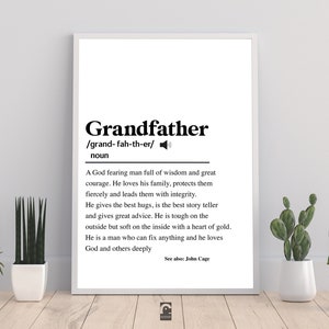 Großvater Definition | Opa Geschenk | Geschenke für christliche Grandad | personalisiertes Geschenk | Opa Geburtstagsgeschenke | Grandad Prints