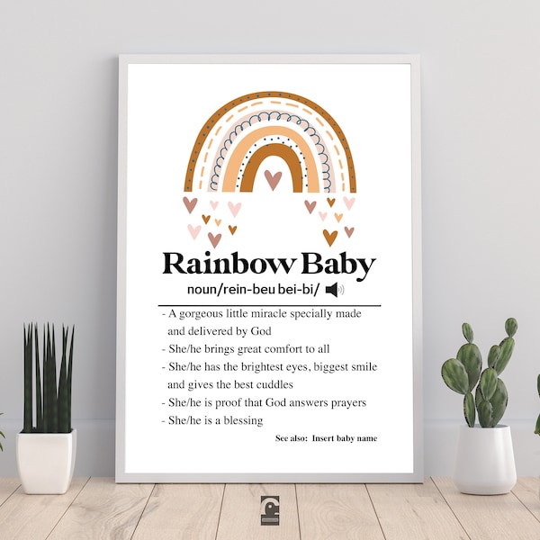 Rainbow baby print | Rainbow baby definition | Rainbow baby Gift | Baby Keepsake | Baby after miscarriage | Christian baby gift | Rainbow