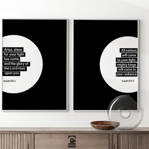 Jesaja 60:1 Christlicher Wandkunstdruck, Jesaja 60vs 3 Schrift Kunst druckbar, Moderner Bibelvers Poster, Digitaldruck für christliches Zuhause