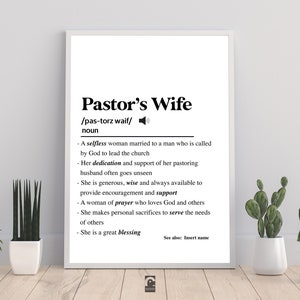 Personalised Pastor&#39;s Wife Gift, Pastor&#39;s Wife Gift Idea, Custom Pastor&#39;s wife definition print, Thank You Pastor&#39;s wife, definition print