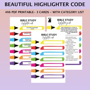 Bible Highlighting Colour Code | Printable Colour Code | Bible journaling | Bible Study | Highlighting Guide | Color guide |  Color code