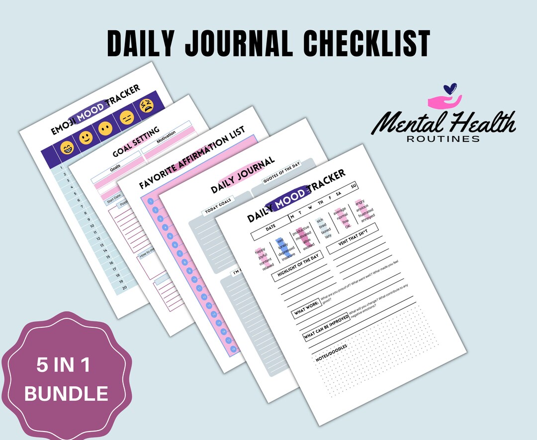 Daily Journal Checklist Daily Checklist Daily Journal - Etsy