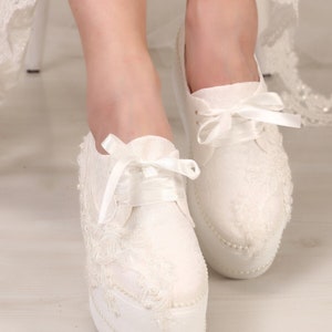 Bridal Sneakers, bridal shoes, bridal casual shoes, stylish bridal shoes,Wedges,Wedding Shoes , Platform Shoes, Bride Shoes ,Wedding Shoes image 2
