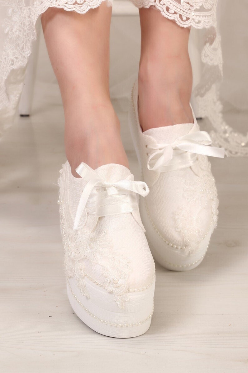 Bridal Sneakers, bridal shoes, bridal casual shoes, stylish bridal shoes,Wedges,Wedding Shoes , Platform Shoes, Bride Shoes ,Wedding Shoes image 2