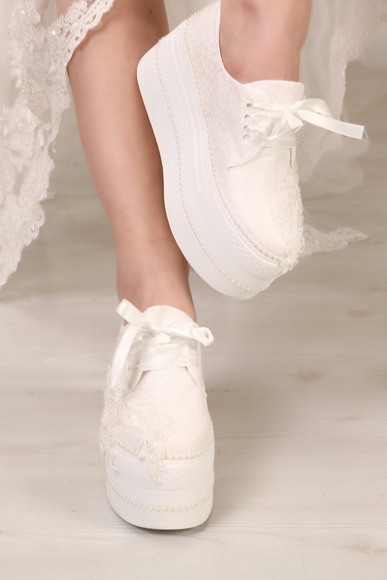 Bridal Sneakers, bridal shoes, bridal casual shoes, stylish bridal shoes,Wedges,Wedding Shoes , Platform Shoes, Bride Shoes ,Wedding Shoes image 3