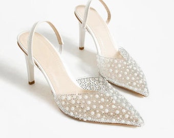 White Shoes For Bride, White Wedding Shoes With High Heels, Comfortable Bridal Shoes With High Heels