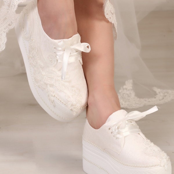 Scarpe da ginnastica da sposa, scarpe da sposa, scarpe casual da sposa, scarpe da sposa eleganti, zeppe, scarpe da sposa, scarpe con plateau, scarpe da sposa, scarpe da sposa