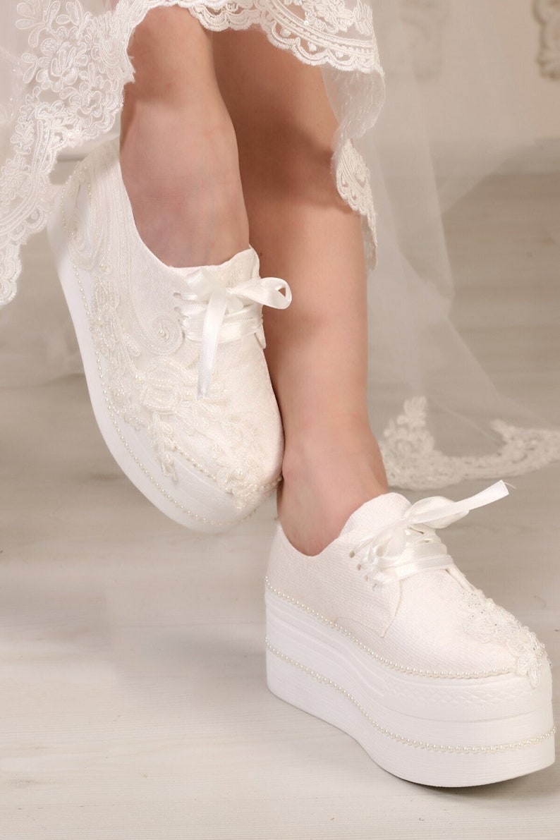 Bridal Sneakers, bridal shoes, bridal casual shoes, stylish bridal shoes,Wedges,Wedding Shoes , Platform Shoes, Bride Shoes ,Wedding Shoes image 1