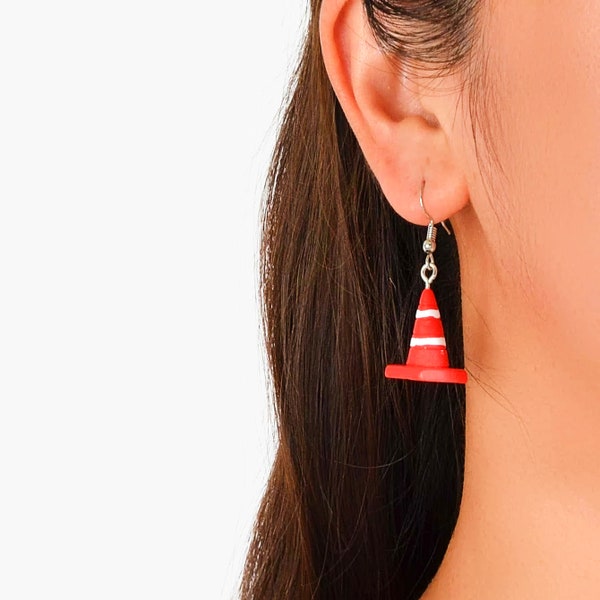 Traffic Cone Safety Cone Funny Weird Dangle Drop Earrings