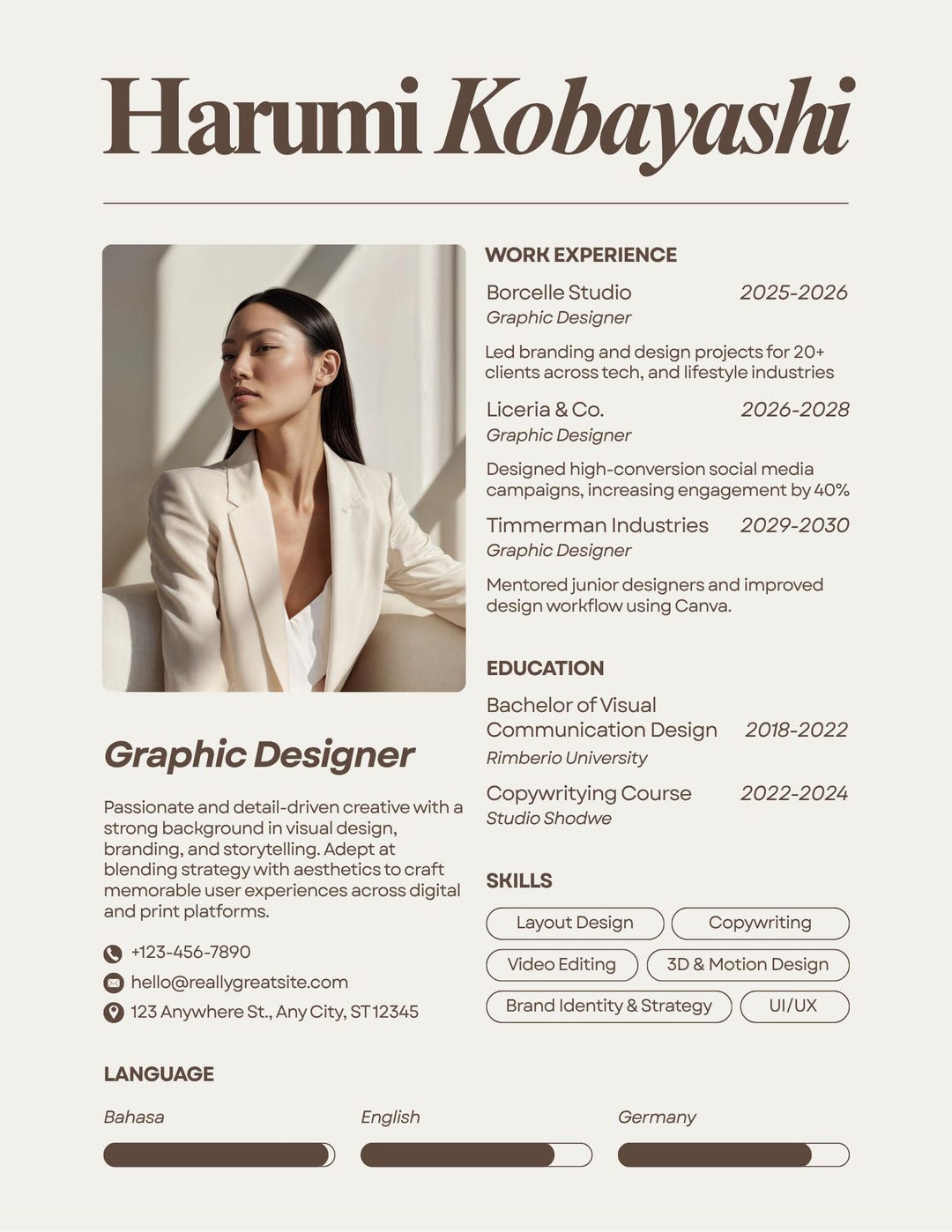 Editable Modern CV TEMPLATE for Microsoft Word Professional Resume ...