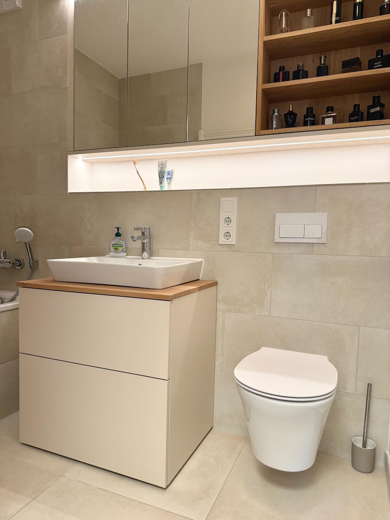 Custom-made wooden shelf board in oak, 2.5 cm thick, naturally oiled, individual size, various uses e.g. Ikea furniture, desired dimensions image 11