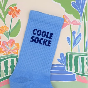 Crew Socks Eisblau Personalisiert Biobaumwolle Muttertag Vatertag Geschenk Geburtstag Bild 2