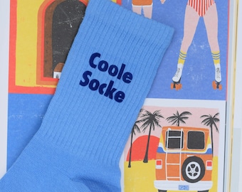 Crew Socks - Eisblau - Personalisiert - Biobaumwolle - Muttertag - Vatertag - Geschenk - Geburtstag