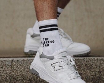 Crew Socks - The Walking Dad - Tennis Socks - Organic Cotton - Printed - Father's Day - Gift - Cool Socks - Father's Day Gift