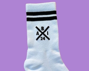 ABI - Abschluss - Tennissocken - Abitur 2024 - Abschluss 2024 - AK 24 - bedruckte Socken - crew socks