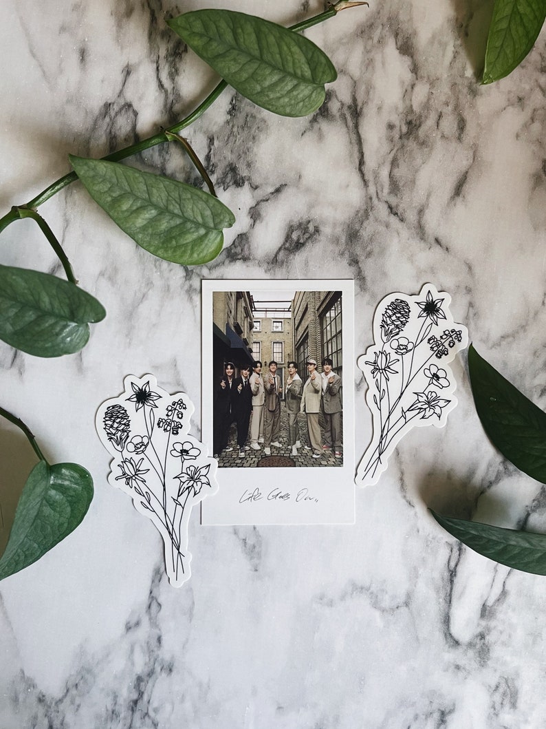 BTS Birth Flower Bouquet Vinyl Sticker Etsy