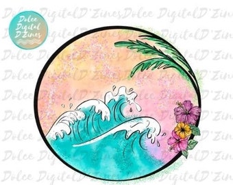 Bunte Strandwellen PNG, StrandDesign für Sublimation, digitale Kunst, Direkter Download