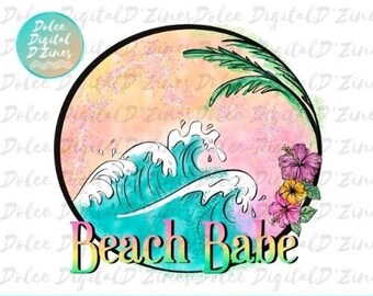 Strand Babe Bunte Wellen Sommer PNG, Strand Design für Sublimation, Multicolor Digital Download
