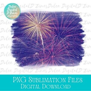 Red, White and Blue Fireworks Background PNG, 4th of July Sublimation Background, Digital Download