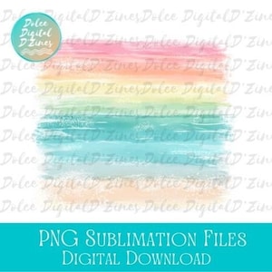 Pastel Rainbow Beach Digital Design, PNG Background, Watercolor Beach Design, Instant Download