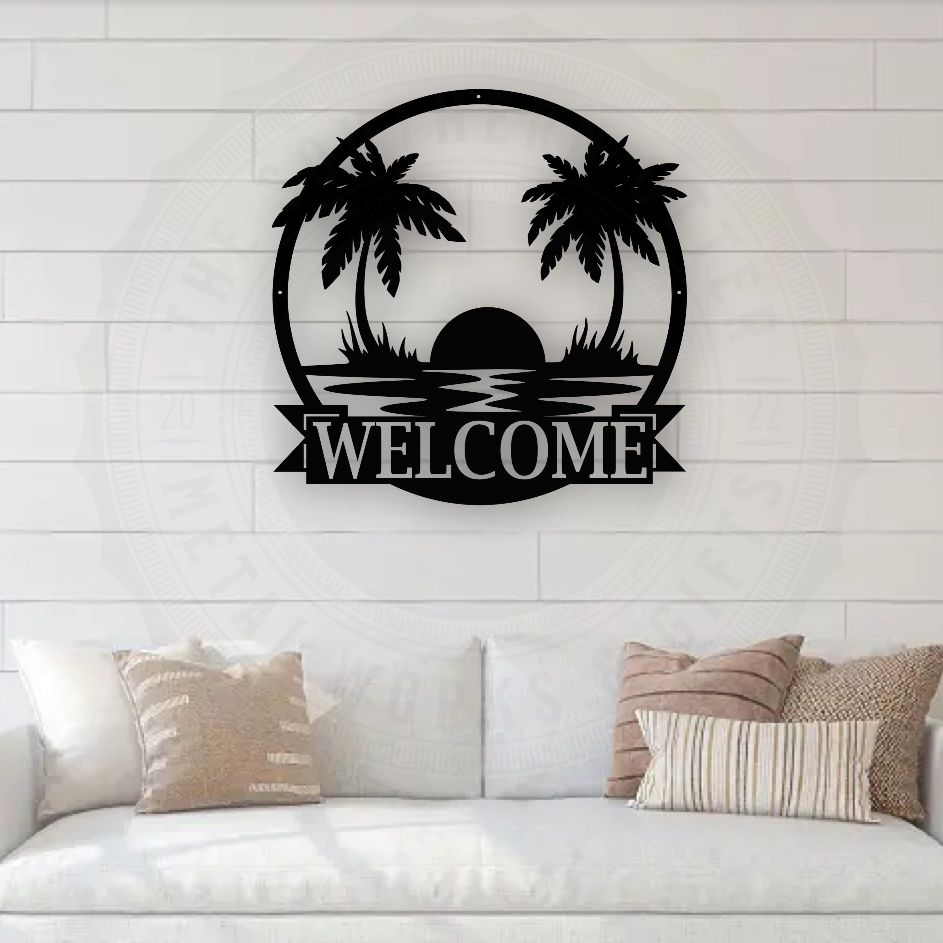 Custom Beach Sunset Metal Sign II Metal Welcome Outdoor Sign, Beach ...