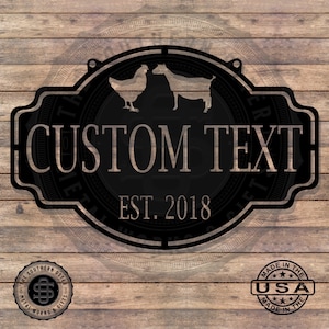 Custom Homestead Metal Sign II Welcome Outdoor Sign, Homestead Gifts, Personalized Chicken Sign, Chicken and Goat, Outdoor Family Decor