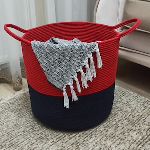 EXTRA Large Blanket Basket for Nursery or Living Room - Woven Cotton Rope Laundry Basket - XXL 17&quot;x15&quot;