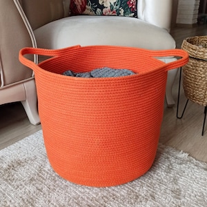 EXTRA Large Blanket Basket for Nursery or Living Room - Woven Cotton Rope Laundry Basket - XXL 17&quot;x15&quot;