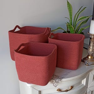 Square Cotton Rope Basket, Handmade Basket, Cotton Rope Organizer, Cotton Rope Kitchen Decor, Housewarming Gift, Handmade Towel Basket