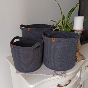 Round Cotton Rope Basket, Handmade Basket, Cotton Rope Organizer, Cotton Rope Kitchen Decor, Housewarming Gift, Handmade Towel Basket