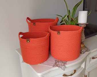 Runder Baumwollseil-Korb, handgemachter Korb, Baumwollseil-Organizer, Baumwollseil-Küchendekor, Housewarminggeschenk, handgemachter Handtuchkorb