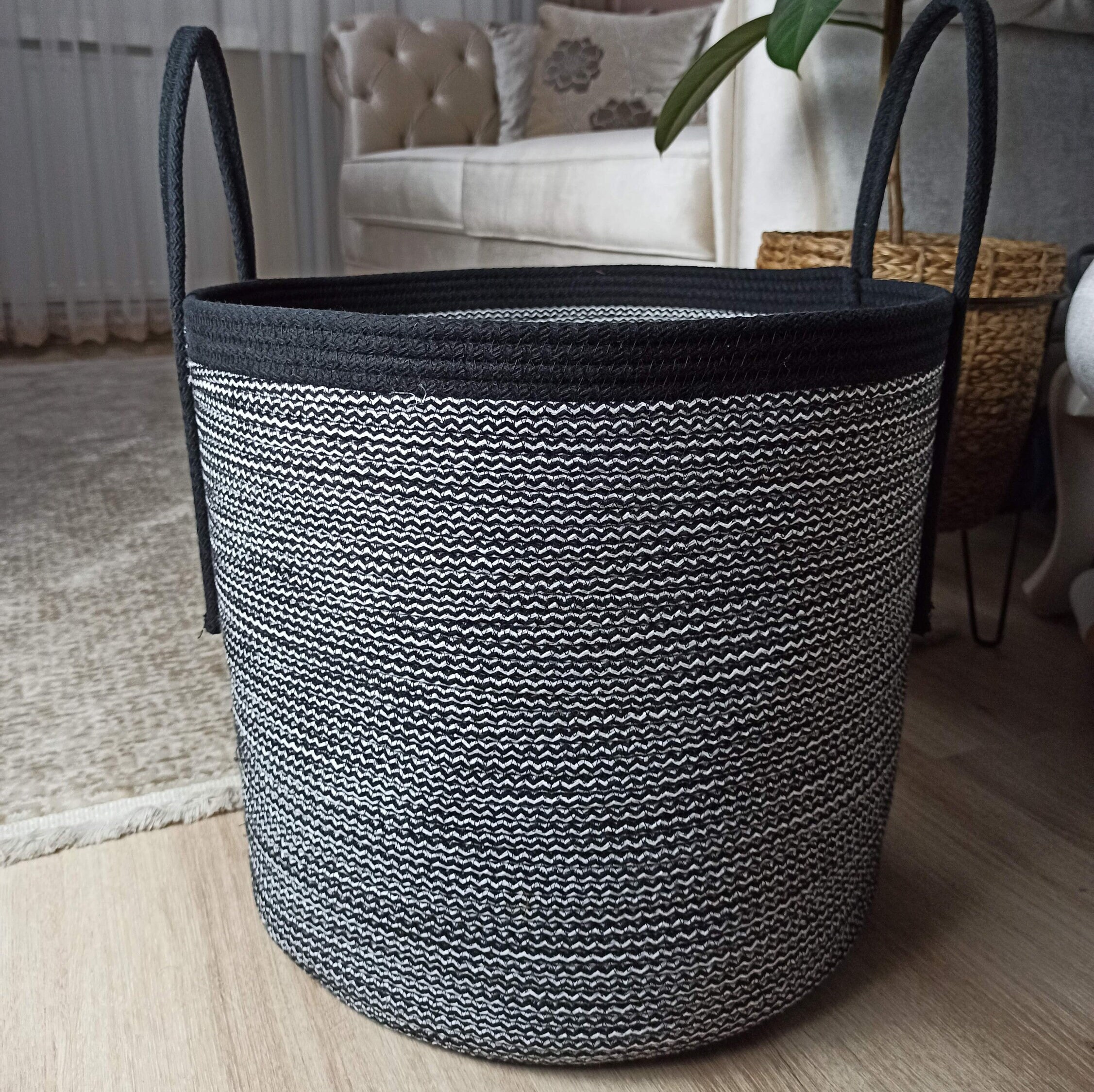 EXTRA Large Blanket Basket for Nursery or Living Room Woven Cotton Rope ...