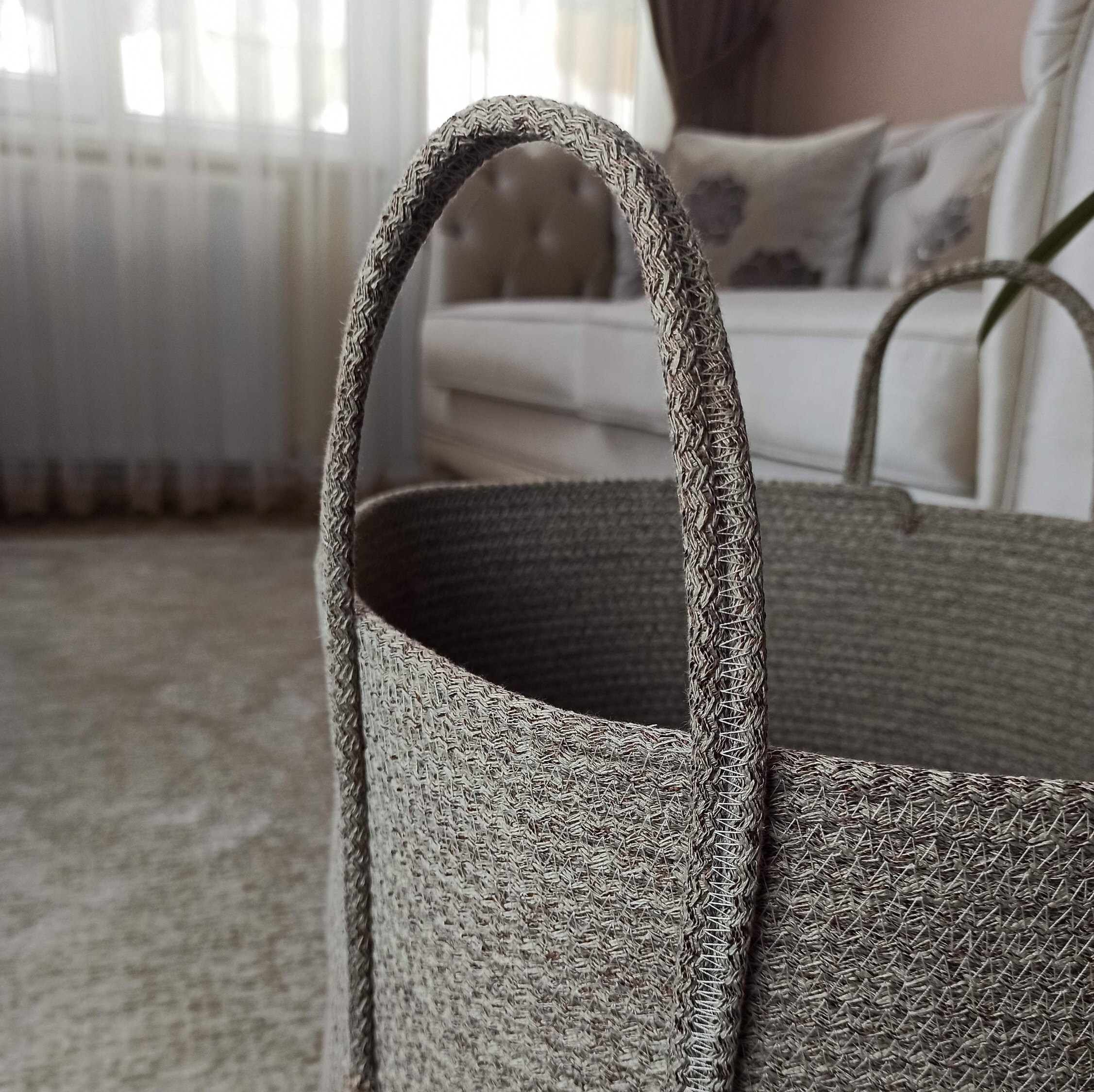 EXTRA Large Blanket Basket for Nursery or Living Room Woven Cotton Rope Laundry Basket Pillow