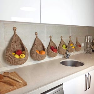 Jute Hanging Basket, Kitchen Basket, Rustic Baskets Set, Storage Basket, Farm House Basket, Vegetable baskets