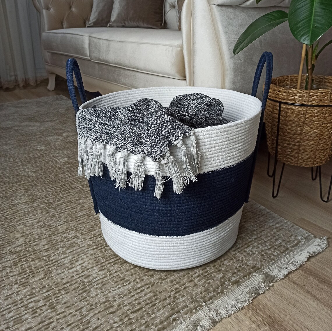 EXTRA Large Blanket Basket for Nursery or Living Room Woven - Etsy