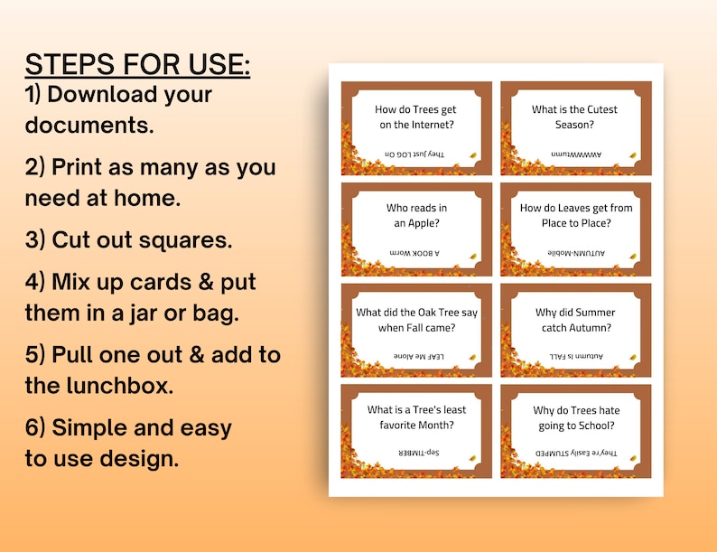 Autumn Joke Cards, Lunchbox Note Cards, Autumn Printable Cards, Funny ...