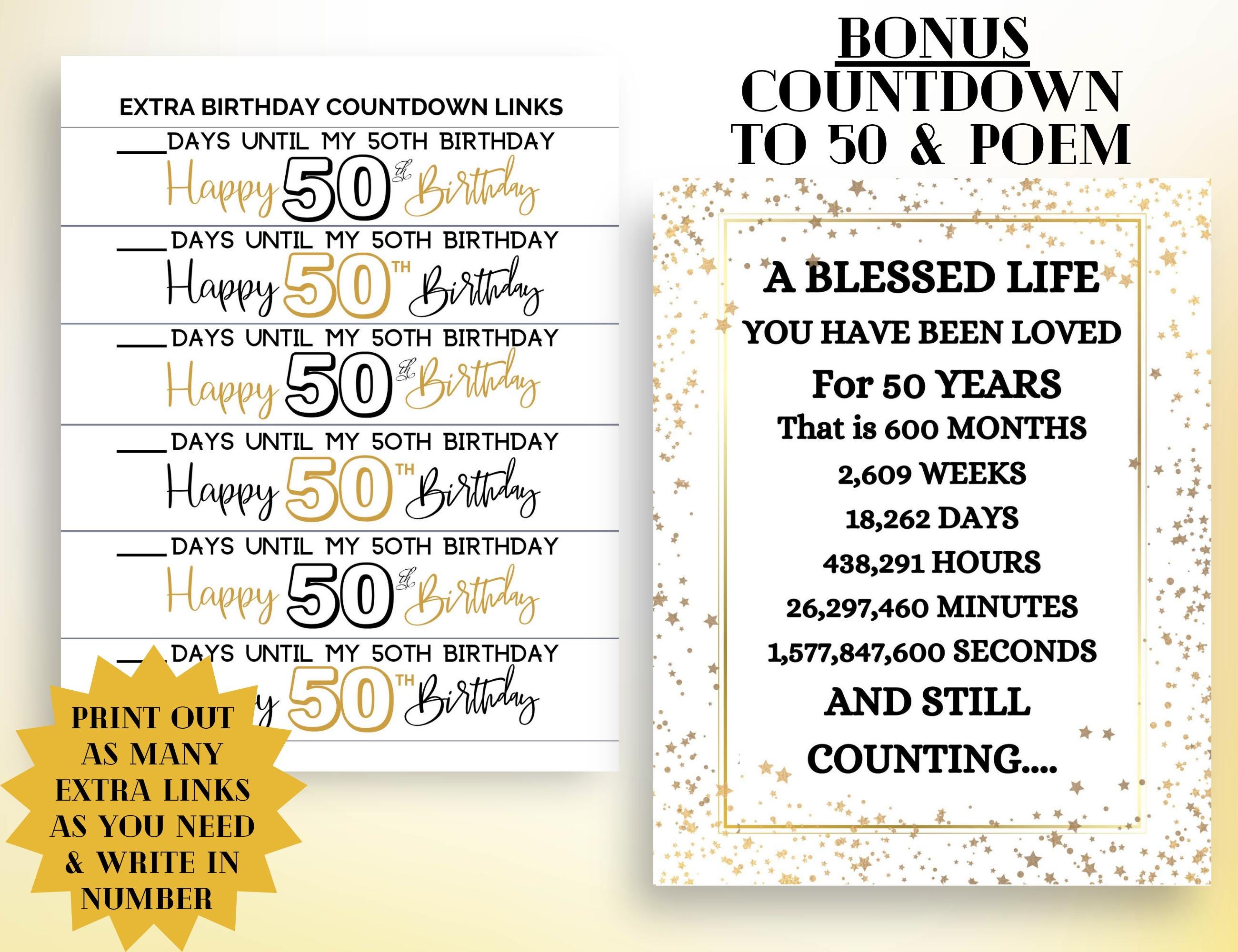 50th Birthday Countdown Paper Chain: DIY Printable Activity (PDF ...