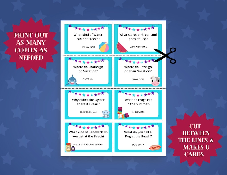 Spring, Summer, and 4th of July Lunchbox Joke Card Printables, Lunchbox